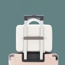 14 Inch Portable Suitcase, Cosmetics Storage Hard Shell Suitcase, Mini Small Convenient Travel Suitcase. There Is An Elastic Band On The Back That Can Be Worn Over The Luggage Handle. There Are Three Colors To Choose From: Black, White, And Pink. The Size Is 30cm * 16cm * 23cm