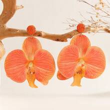 زوج من أقراط الأزهار الجميلة على شكل فراشة وأوركيد، مناسبة للنساء للاستخدام اليومي والرحلات