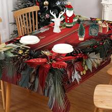 Față de masă de Crăciun 1/20 buc, față de masă clasică de lux, model floral roșu alb și roșu de fructe de pădure de Crăciun, decor de ambianță de Crăciun, potrivită pentru stilul de Crăciun, potrivită pentru utilizare în interior și exterior, bucătărie de acasă, decorare masă și decorare cină, cadouri pentru familie și prieteni