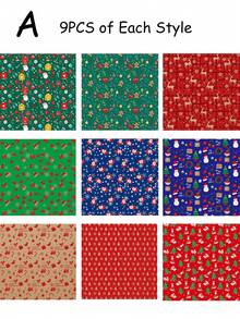 9 pièces/4 pièces Papier cadeau de Noël rétro et dessin animé réutilisable avec motifs d'arbres, de rennes et de flocons de neige. Couleurs vibrantes pour la décoration festive de la maison, l'emballage de cadeaux et les artisans saisonniers. Impressions de haute qualité
