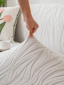 1pc 3D Textured Sofa Cover, Stretch Sofa Slipcover Multi-Functional Full Coverage Sofa Protector, Solid Color Granular Pattern Design, Suitable For Spring, Summer, Autumn And Winter, Protect Sofa And Decorate For Holidays, High Elasticity All-Inclusive Sofa Cover - Light Grey - View 9