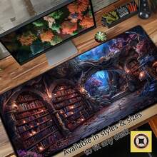 Mystic Archive, Library Desk, Witchy Mousepad XL, Dark Academia Desk Pad, Aesthetic Mouse Pad, Wife - 黑色 - 查看 1