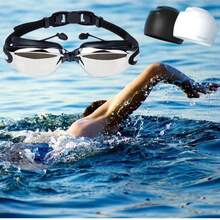 1PC Swimming Goggles For Swim Adult Children Glasses One-Piece Earplugs Electroplating Anti-Fog High-Definition Swimming Accessories - View 1