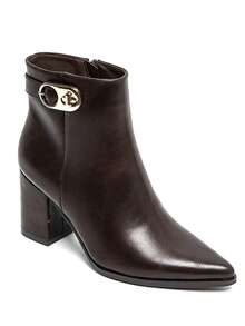 Bottines Femme élégantes à Talon Bloc Avec Boucle Dorée – Noir, Marron, Bordeaux - Brown - View 2