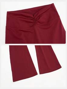 Pantalon évasé à taille haute rouge MFVIM, pantalon de yoga ajusté et décontracté à taille haute, pantalon évasé respirant et confortable pour les loisirs, les sports, la course et l'entraînement, coupe slim, tissu léger, pantalon long affinant la taille pour le port en extérieur - Rouge - Voir 10