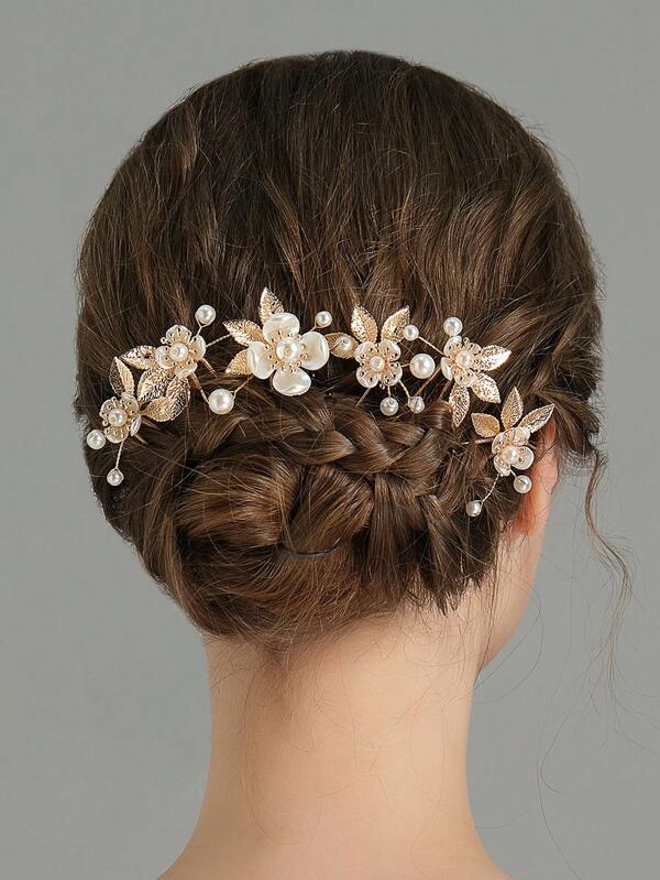 6pcs/Set Classic European Palace Style Wedding Bridal Hair Pins Decor Set, Garden Party Women Hair Accessories