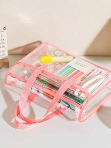 1 pieza Carpeta de archivo transparente de gran capacidad y resistente al agua, bolsa de almacenamiento de documentos expandible de PVC con organizador insertado, bolsa portátil para la playa y el maquillaje, organizador de documentos para la oficina, el hogar, la escuela y los viajes, regalo