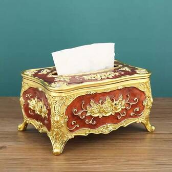 1 Box European Style Tissue Box, High-End And Atmospheric Napkin Box, Exquisite Paper Box, Creative Table Paper Box, Convenient And Practical, Tissue Box Dispenser, Living Room Accessories, Decorative Storage, Texture Design, Christmas, Christmas Decorations, Christmas Decoration Home, Christmas Gifts