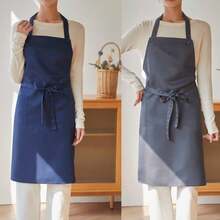 1pc Durable Apron With Pockets, Solid Color Polyester Apron, Waterproof & Fade-Resistant, Adjustable Neck Strap, Suitable For Kitchen, Waitstaff Uniform, And Various Occasions - Multicolor - View 5