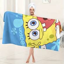 1条卡通海绵宝宝吸水浴巾，超柔软纤维毛巾，男女通用，是露营、泳池、游泳、健身房、美容院、酒店、运动、居家使用的理想之选。 - 彩色 - 查看 13