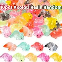 10pcs Glow-In-The-Dark 3D Axolotl Figurines, Colorful Translucent DIY Crafts For Party Favors, Dollhouse & Aquarium Decor, Beach Theme Gifts (Day & Night Effect)