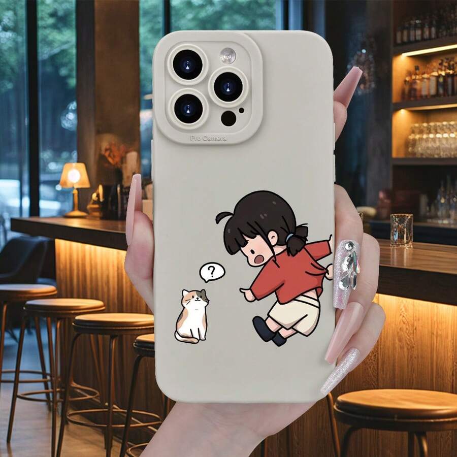 Minimalist Creative Couple Pattern  Valentine's Day Men And Women Summer Anti-Drop Matte Phone Case Suitable For IPhone 16E/16/16PRO/16PLUS/16PM/15/15PLUS/15PRO/15PROMAX/14/14PLUS/14PRO/14PROMAX/13/13mini/13PRO/13PROMAX/12/12mini/11/Plus/Pro/Max/7/8/SE/XS/XS MAX/7P/8P, Easter Gift, Birthday Surprise, Exclusive Gift For Friends, Family, Girlfriend, Boyfriend - 黑色 - 查看 1