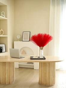 10/20/50pcs Red Faux Pampas Grass Artificial Reeds Large Tall Fluffy Artificial Fake Flower Bulrush Reed Grass Artificial Plants Boho Decor For Wedding Party Decoration, Home Living Room Bedroom Decor, Vase Arrangement, DIY Photoshoot Props Home Decor Christmas Decorations Christmas