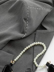 Túi lưỡi liềm nhung thời trang, Túi đeo vai lưỡi liềm đính ngọc trai giả thời trang dành cho nữ, Túi đeo vai Baguette thời trang, Túi nhỏ cầm tay bằng lông, Túi thường ngày ngoài trời, Túi đi làm đa năng - màu đen - Xem 9