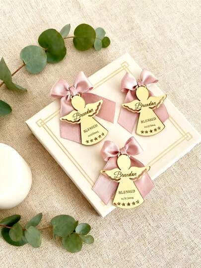 Etiqueta personalizada de espejo acrílico de ángel de , etiquetas de regalo personalizadas, etiqueta de nombre para baby shower, etiqueta de nombre de , etiquetas de nombre para recuerdos, etiquetas de recuerdo de compromiso, etiquetas de recuerdo de despedida de soltera, etiquetas de regalo de baby shower, etiquetas de decoración para fiesta de bienvenida del bebé, etiquetas de recuerdo de primera comunión