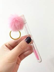 1/3/5pcs Fluffy Keychain Eyelash Brush Eyebrow Brush Eyelash Extension Tool, Portable For Travel And Makeup - Multicolor - View 4
