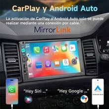 Estéreo para coche de 7 pulgadas, 2 Din, Carplay, Android Auto, Mirrorlink, manos libres, radio FM, Bluetooth, USB, Mp5, pantalla táctil, estéreo automático con cámara trasera - Negro - Ver 3