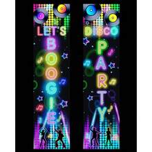 Glow In The Dark Door Banner Rave Party Decorations Porch Sign Door Hanger Black Light Photography Backdrop Decor For Neon Party Supplies 72 X 12 Inch Let's Boogie