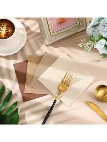 20/60/100 pièces Serviettes de cocktail de la série marron Serviettes jetables pour boissons Serviettes en papier carré pour dessert pour mariage, anniversaire, fête d'été 12,6 x 12,6 cm