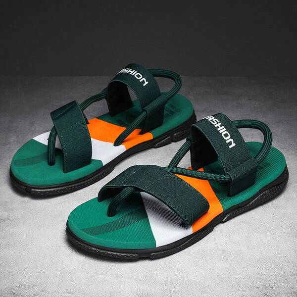 Infradito alla moda con cinturino a contrasto verde oliva, ciabatte da uomo leggere e traspiranti antiscivolo, sandali infradito casual versatili da spiaggia e vacanza