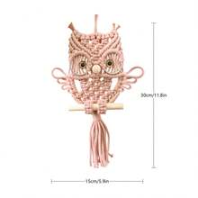 1 szt. makrama ścienna, gobelin w stylu boho, ręcznie tkana dekoracja ścienna z sową