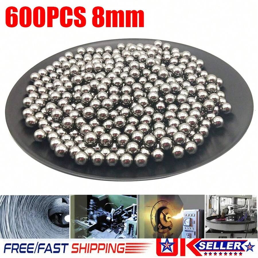 600Pcs 8MM CATAPULT / SLINGSHOT AMMO CARBON STEEL BALL BEARINGS Steel Stainless - Pack of 600 - View 1