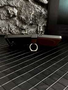 Genuine Leather Phone Case With Magnetic Ring Holder For Samsung Galaxy Z Flip 7 6 5 4 3, Shockproof Solid Color Back Cover - Brown - View 5