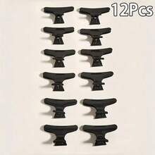 12 Stück Haarklemmen für Styling-Segmentierung, schwarze Schmetterling-Haarklammern für den Salon, zum Schneiden, Stylen, Segmentieren, Färben, Schmetterling-Haarclips, elegante Haarklammern für den Winter