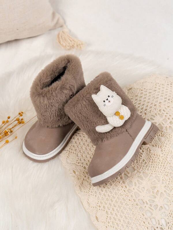 1 par de botas de nieve con cremallera lateral, livianas y cómodas para niñas, adecuadas para uso diario al aire libre y en el campus, otoño/invierno