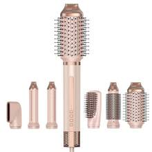 ATOPSKINS 6-In-1 Rose Gold High-Speed Brushless Motor Hot Air Brush Set, 200 Million Negative Ions, Curling Iron & Straightener, Ideal Gift For Hairstyling, High Power Fast Heating, Suitable For All Hair Types