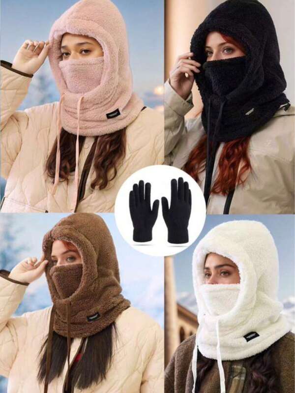 1 szt. unisex czapka szalik rękawiczki 3 w 1 zestaw, ciepła wiatroszczelna czapka z nausznikami do aktywności na świeżym powietrzu, nadaje się do codziennego użytku, podróży, wędrówek, jazdy na nartach, prezentu, spotkań świątecznych, ciepła zima