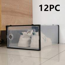 3/6/12/15 件鞋子收纳盒，无需安装，透明可折叠鞋盒，塑料鞋架，家用玄关鞋柜，钢制大容量坚固多层落地鞋架，防尘