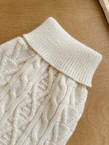 Solid Color Cable Knit Sweater, British Style Pet Clothing For Autumn/Winter, Cable Solid Color Turtleneck Dog Sweater, Cat Dog Pet Sweater