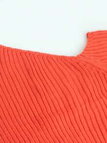 Sweater Rajut Kasual Seksi Wanita Model Bahu Terbuka, Musim Semi/Musim Gugur/Musim Dingin - Jeruk - View 4