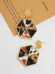 1 Pair Vintage Asymmetrical Teardrop Cow Print Exaggerated Earrings, & Versatile - Earrings 2 - View 5