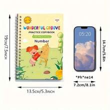 4-in-1 Englisch/Französisch Zauber-Arbeitsheft Set - (Buchstaben, Zahlen, Addition/Subtraktion, Zeichnen) Wiederverwendbares Stift-Übungsheft Englische Kalligraphie Arbeitsheft mit strukturierter Vorlage (Alle Zubehörteile kommen in zufälligen Farben und Stilen)