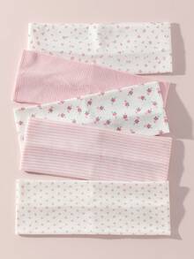 5pcs/Set Fashion Women Soft Non-Slip Headbands With Bow, Stripe, Heart, Floral Prints, Elastic Yoga Sports Hair Accessories, Versatile For Daily Wear Winter Scarf Women Bandanas Soft Headwrap Women Hair Band - Multicolor - View 7