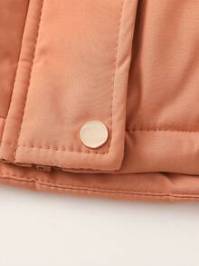 1pc Casual Versatile Women Jacket, Mid-Length With Detachable Hood, Solid Color, Outdoor Thermal Lined, Cinched Waist, Winter,Skiing