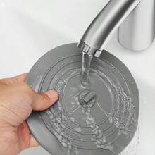 1pc 5-Inch Silicone Kitchen Bathroom Bathtub Drain Stopper, Flat Suction Cup Shower Tub Drain Cover, Bathroom Laundry Accessory (White/Gray) - Silicone Sink Plug - View 1