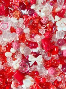 1 sac/20g de perles acryliques mélangées au hasard pour bracelet, collier, chaîne de téléphone, fleur, nœud, accessoires de bijoux en forme de cœur DIY (styles aléatoires)