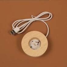 1pc Illuminated USB Wooden Display Stand, For Nightlight, Decor, Aromatherapy Base, Suitable For Desk, Showcase, Office And More