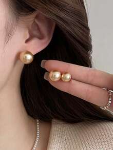 Set de 3 cercei minimalisti vintage cu perle artificiale aurii, set de cercei eleganți și versatili, potriviți pentru ținutele zilnice și de sărbători ale femeilor