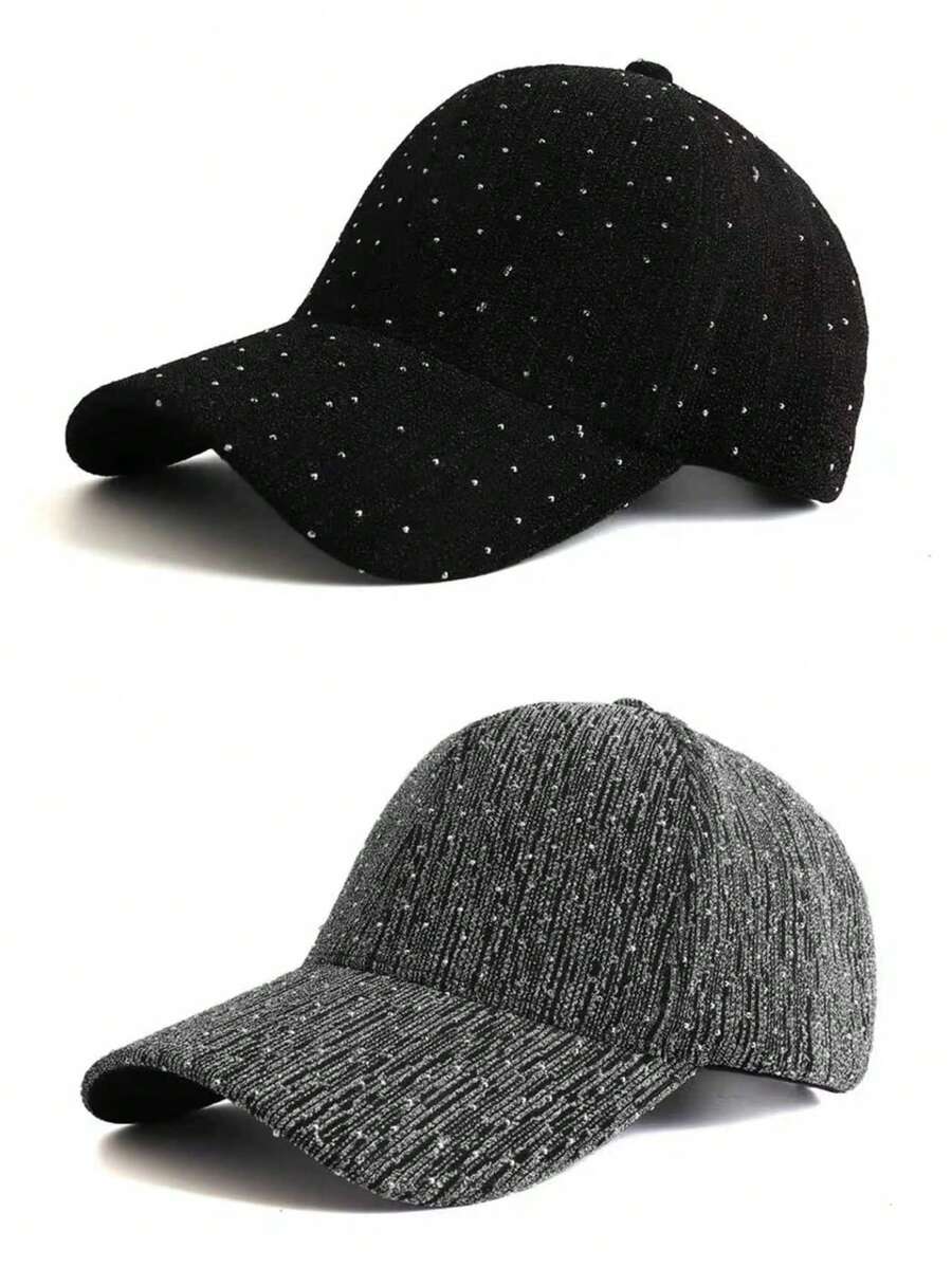 1 pezzo Cappellino da baseball, cappello visiera casual alla moda con strass, protezione solare per attività all'aperto in primavera/estate
