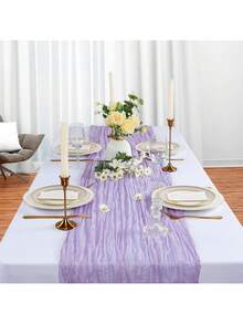 6 paquets Chemin de table en gaze violette lilas 10 ft, chemin de table en tissu à fromage 35x120 pouces, tissu crêpe pour décoration de fête de Noël, douche décorative, mariage d'été, banquet, décoration de la maison - Parme - Voir 4