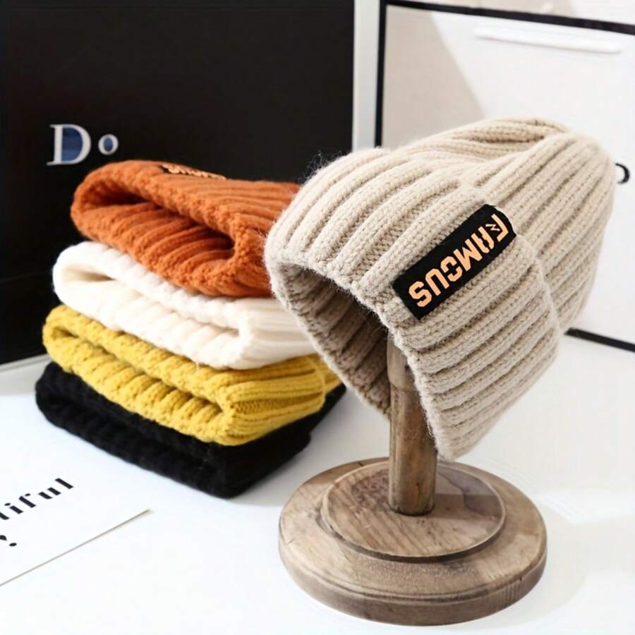 1pc Knitted Hat, Winter, Winter Warm Ear Protection Head Hat, Winter Hat, Women, Korean Style, Versatile And Fashionable, Long Label Wool Hat, Warm Ear Protection Head Knitted Hat - Multicolor - View 1