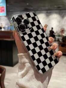 Check Pattern1pc High Permeability Black & White Plaid Painted Thick Shockproof Protective Phone Case Compatible With Iphone 16/16 Pro/16 Plus/16 Pro Max, 15 Pro Max, Apple P13, P14, P11, P12, XS, XR, 7/8, 7/8 Plus, Galaxy S25, S25 Plus, S25, S25 Ultra, A50, A12, A32, A52, A72, A51, A21S, A13, A14, S22 Ultra, S23, A33, A53, S20 FE, Redmi 11 Youth, 12 Pro, 12/12X, Note 11, 9A, 9C, Poco X3 NFC, Redmi 10, Redmi 9, Note 9, 12C, Note 11 Pro, Redmi 10C, Note 8 Pro - Multicolor - View 3