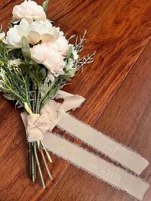 个性化婚礼花束丝带，手工雪纺花束丝带 - 定制新娘花束及婚礼装饰丝带，适用于婚礼仪式、生日派对、圣诞节、新年和情人节礼物包装、派对回礼、DIY 手工艺品 - 优雅装饰丝带，适用于婚礼请柬、礼品包装、场景装饰、节日、房间、家居、办公室和主题派对装饰 - 彩色 - 查看 10