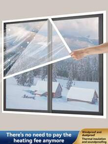 Cortina térmica de invierno, dispositivo de sellado de ventanas sin taladro, aislante y a prueba de viento, cortina transparente para uso doméstico con aire acondicionado, a prueba de viento, aislante del calor y del frío