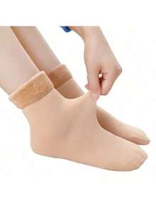 5 أزواج من الجوارب الدافئة للرجال والنساء، جوارب ثلجية مُسمكة للخريف والشتاء، جوارب مقاومة للبرودة للارضيات المنزلية، جوارب كاحل مبطنة بالفليس، جوارب منزلية مُسمكة ذات موحد اللون للنساء، جوارب شتوية متوسطة الطول لتدفئة القدمين هذا الشتاء