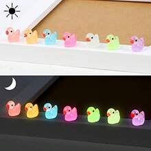CCINEE 150pcs Luminous Mini Resin Duck Miniature Duck Figures Glow In The Dark Micro Fairy Ducks For Garden Landscape Aquarium Dollhouse Potted Plants Decoration Party Supplies